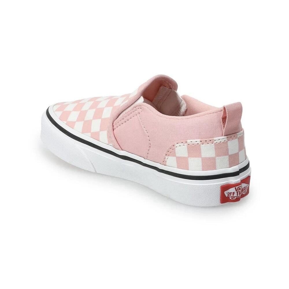 Vans Asher Pink White Checker Board Women's Casual Slip On Sneakers Shoes Size 6 - Picture 3 of 8